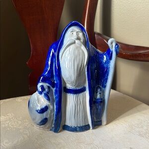 1997 signed David Eldreth salt glazed red ware pottery Father Christmas